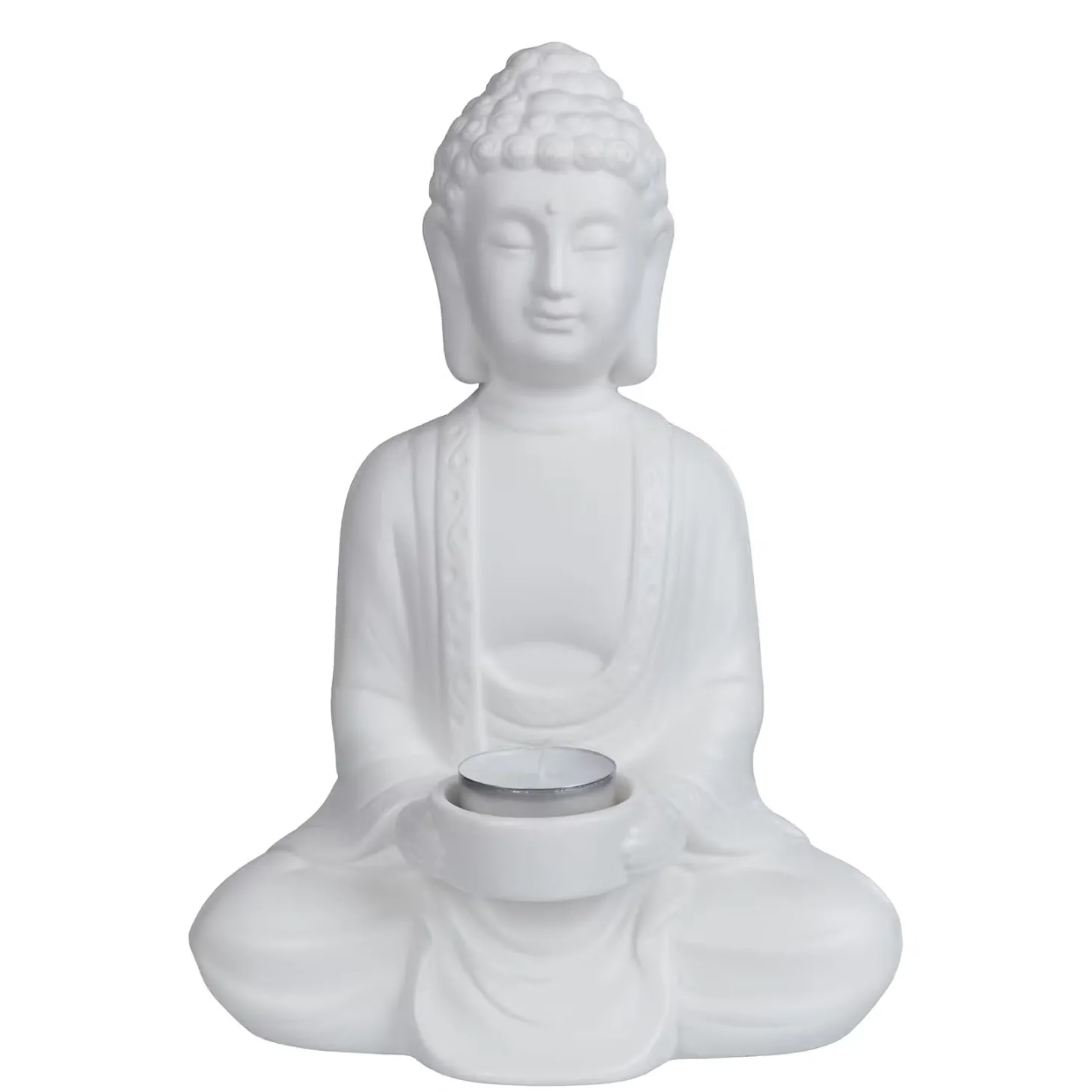 BUDDHA Deko-Statue mit Kerzenhalter