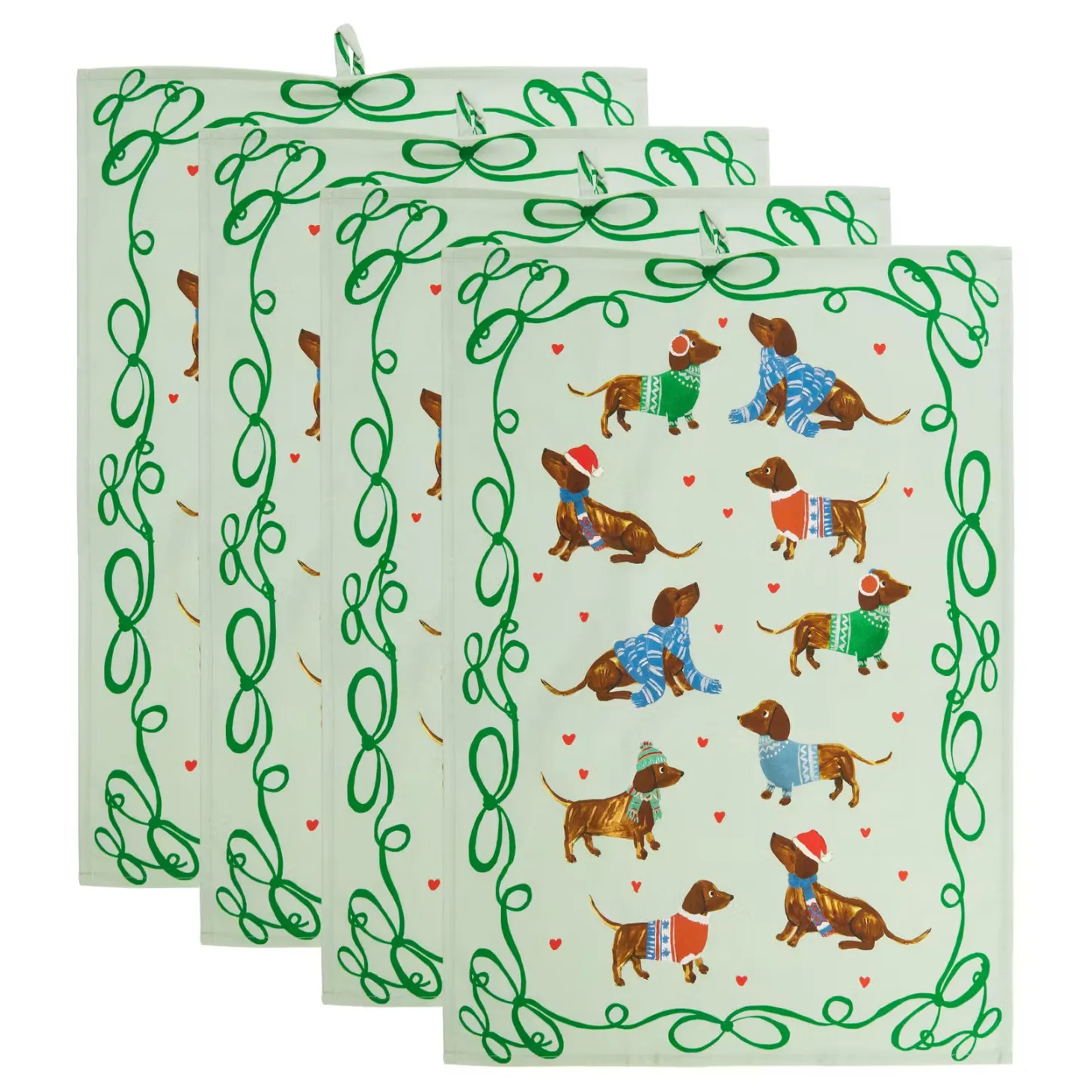 KITCHEN TALES Küchentuch Dackel 4er-Set